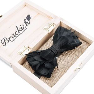 Black bow tie - goose feathers hand made (mint)